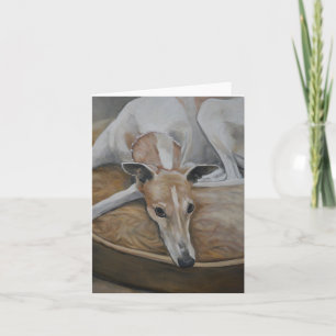 Tan en witte Greyhound Dog Art Note Kaart