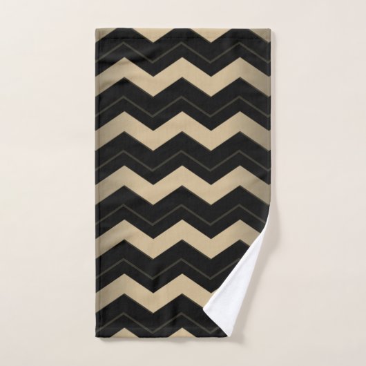 Tan en zwarte zigzag bad handdoek (Handdoek)