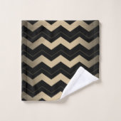 Tan en zwarte zigzag bad handdoek (Wasdoekje)