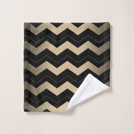 Tan en zwarte zigzag bad handdoek (Wasdoekje)