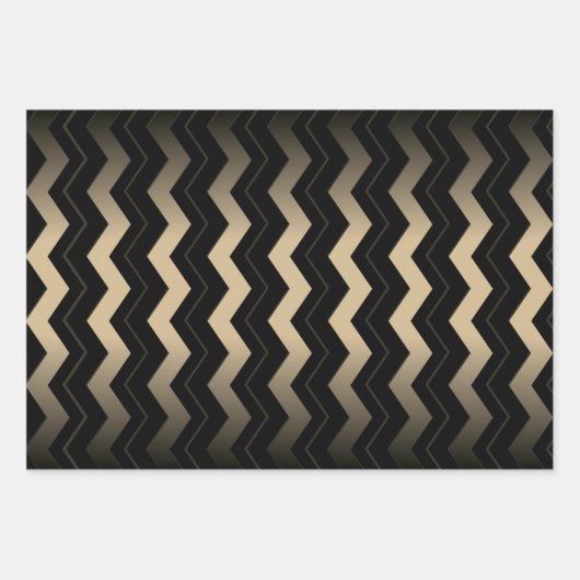 Tan en zwarte zigzag  inpakpapier vel (Voorkant)