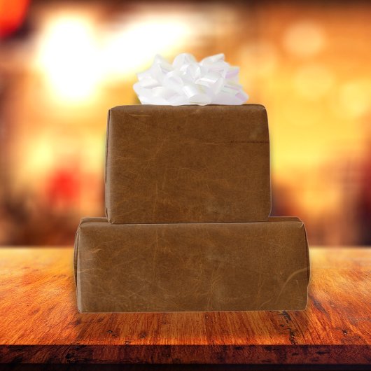 Tan Faux Leather Cadeaupapier