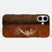 Tan Faux Leather opzadelen Case-Mate iPhone Case (Achterkant (horizontaal))