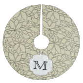 Tan Floral Leaf Tree Monogram Initialen boomrok Kerstboom Rok (Voorkant)