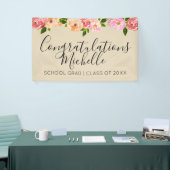 Tan floral rustic afstudeerder party banner (Beurs)