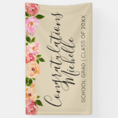 Tan floral rustic afstudeerder party banner (Verticaal)