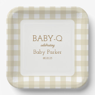 Tan Gingham Baby-Q Vierkante Bord 2