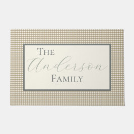 Tan Gingham Check Deurmat