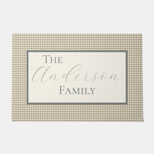 Tan Gingham Check Deurmat (Voorkant)