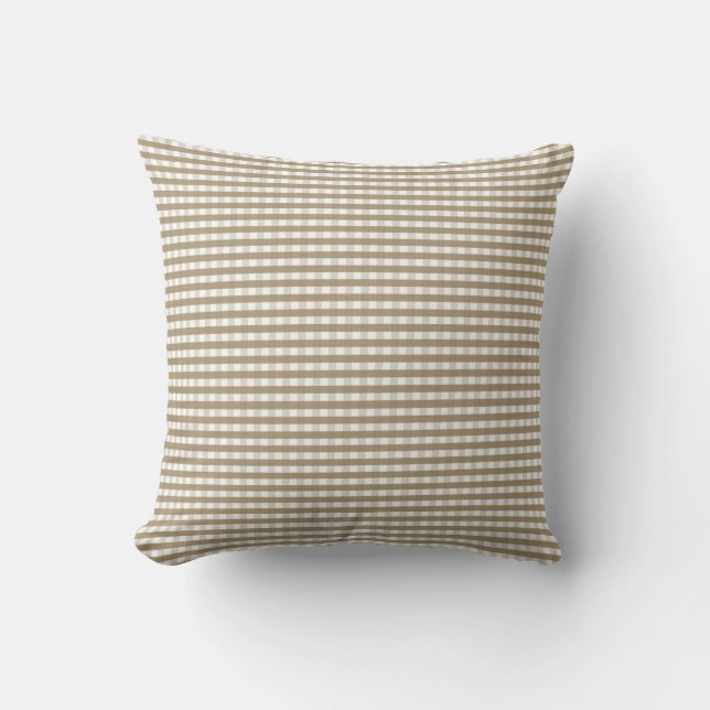 Tan Gingham Pattern Kussen (Voorkant)