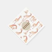 Tan Giraffes Baby shower Monogram Letter Initiaal Servetten (Hoek)