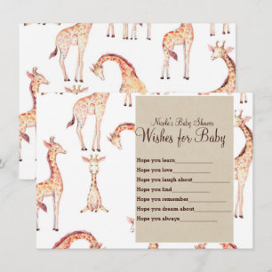 Tan-Giraffes en Kraft-wensen voor Baby shower game Kaart
