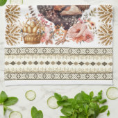  Tan Gold Brown Chicken Hen Slavische Patroon Theedoek (Gevouwen)