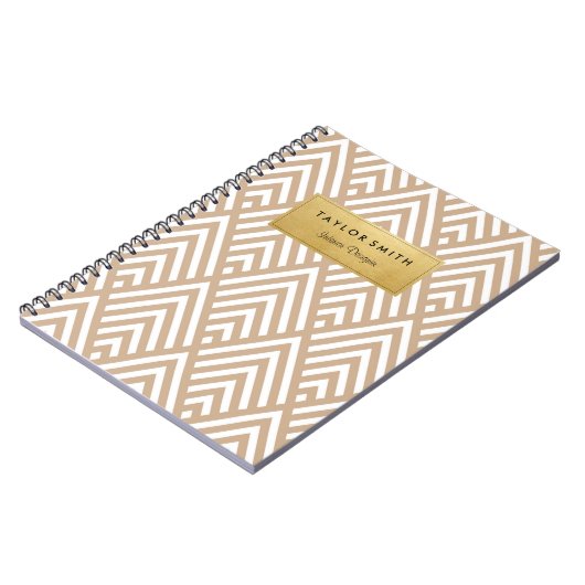 Tan & Gold Chevron Pattern-laptop Notitieboek (Linkerzijde)