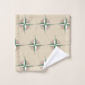 Tan Green Compass Imprimer Camp Randonnée Nature E (Gant de toilette)