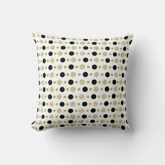Tan, Green en Black Stippen Pillow Kussen (Voorkant)