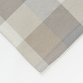 Tan Grey and Ivory Neutral Rustic Plaid Monogram Fleece Deken (Hoek)