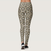 Tan, Grey en Brown Patterned Flowers Leggings (Achterkant)