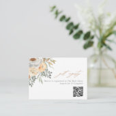 Tan & Grey Floral QR Code Gift Registry Informatiekaartje (Staand voorkant)