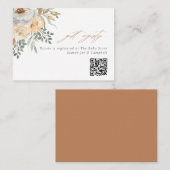 Tan & Grey Floral QR Code Gift Registry Informatiekaartje (Voorkant / Achterkant)