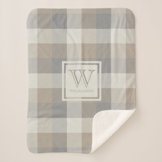 Tan Grey Ivory Neutre Rustique Plaid (Devant)
