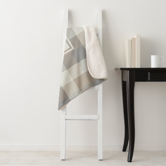 Tan Grey Ivory Neutre Rustique Plaid (En situation)