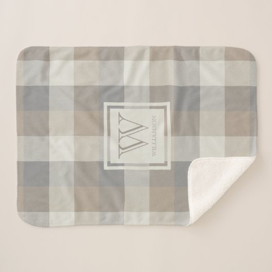 Tan Grey Ivory Neutre Rustique Plaid (Devant (Horizontal))