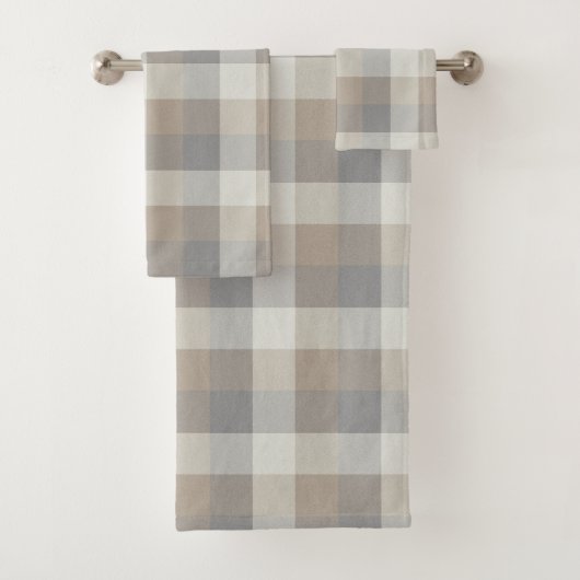 Tan Grey Ivory Neutre Rustique Plaid (En situation)