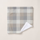 Tan Grey Ivory Neutre Rustique Plaid (Gant de toilette)