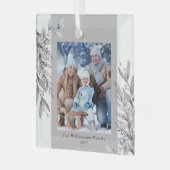Tan & Grey Winter Foliage Fotokerkeramiek Glas Ornament (Voorkant links)