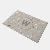 Tan Italy Terrazzo Tile Monogrammed Deurmat (Schuin)