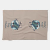 Tan Joyeux Noël Ornament serviette de cuisine (Horizontal)