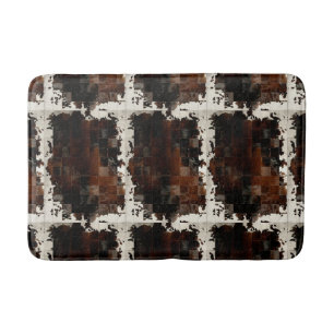 Tan Koeienhuid Patchwork Print Badmat