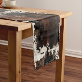 Tan Koeienhuid Patchwork Print Korte Tafelloper (Voorbeeld)