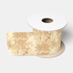 Tan Landscape Toile w/Urns en Kolommen Lint