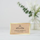 Tan Leather Black Clothes Hanger Mode Stylist Visitekaartje (Staand voorkant)