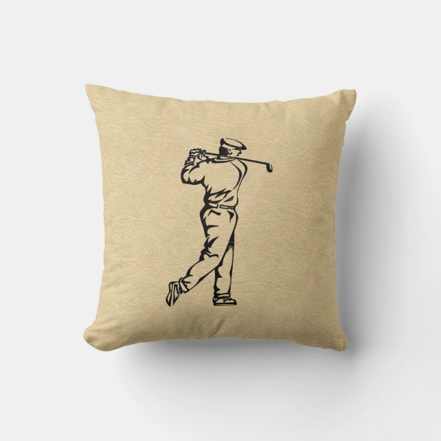 Tan Leather look Golf Design Kussen (Voorkant)