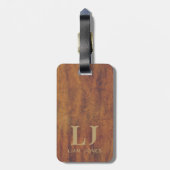 Tan Leather Monogrammed Modern Bagagelabel (Achterkant verticaal)