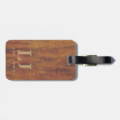 Tan Leather Monogrammed Modern Bagagelabel (Achterkant horizontaal)