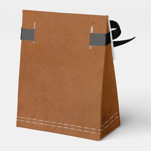 Tan lederen textuur, Roest Sinaasappel Custom Part Bedankdoosjes (Achterkant)
