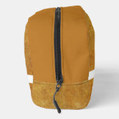 Tan lederen textuur Trim White Monogram Naam Toilettasje (Rechts)