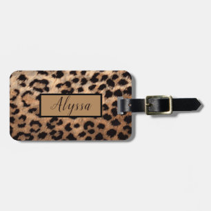 Tan Leopard Cheetah Animal Print gepersonaliseerd Bagagelabel
