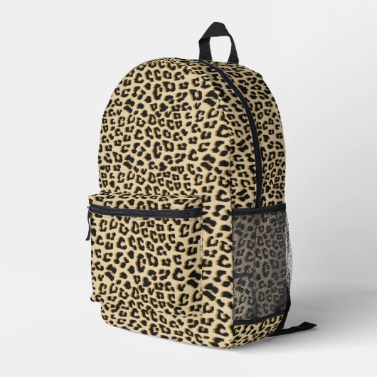 Tan Leopard Print Bedrukte Rugzak (Achterkant Hoek Rechts)