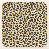 Tan Leopard Print Vierkante Kartonnen Onderzetter (Voorkant)