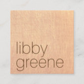 Tan Linen Modern minimalist Vierkante Visitekaartje (Voorkant)