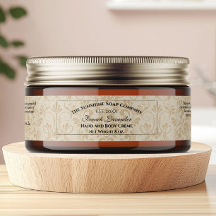 Tan Linen Papier Style Cosmétique Étiquette de jar