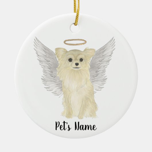 Tan Long Hazard Chihuahua Sympathie Memorial Keramisch Ornament (Voorkant)