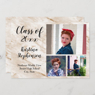 Tan Marble 3 Faire-part de diplôme de l'école phot