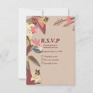 Tan - Marsala Wijn en draai van roze huiden RSVP Kaartje