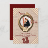 Tan - Marsala wijn getextureerd sparen de Datum Save The Date (Voorkant / Achterkant)